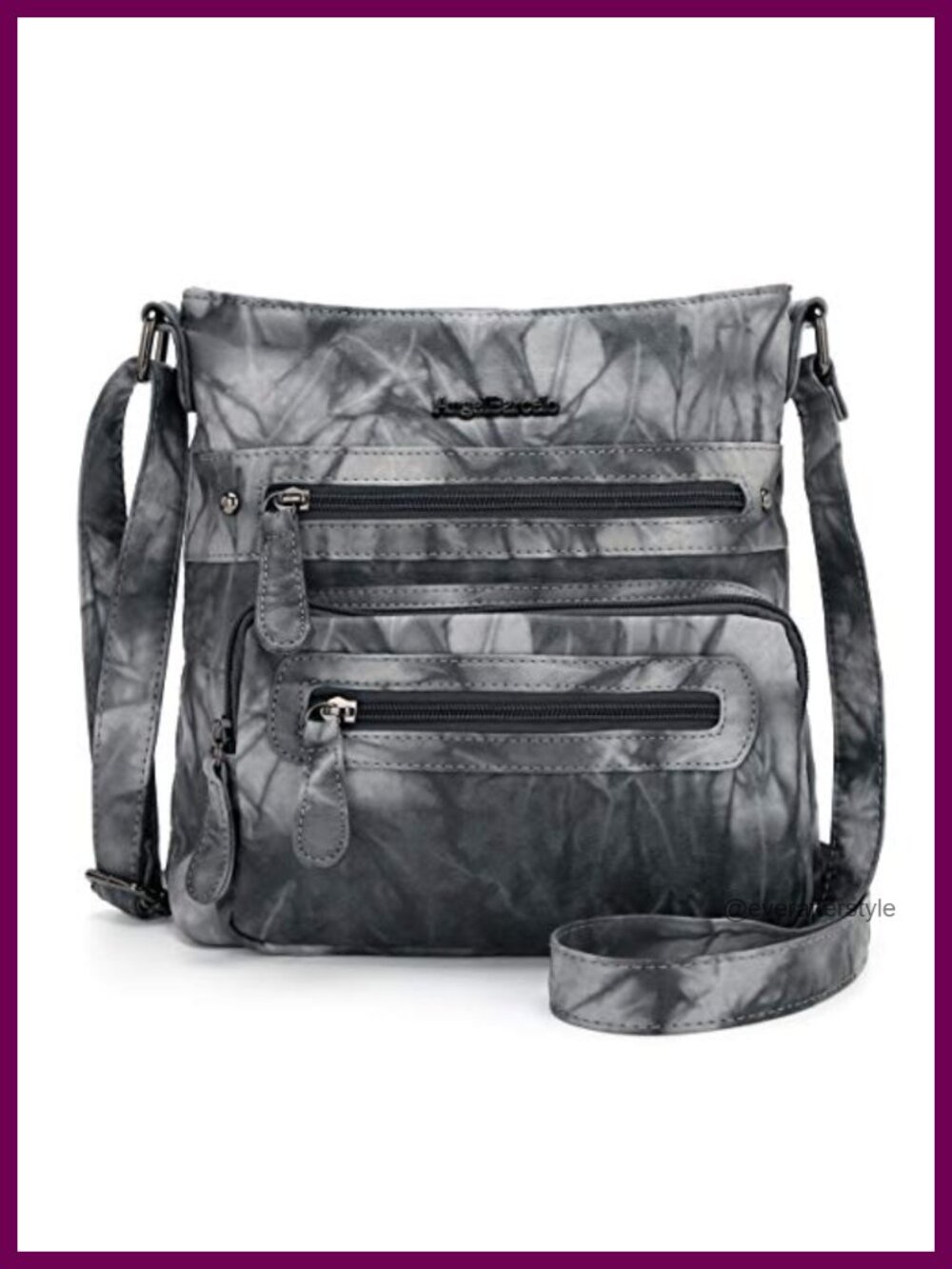 Soft Washed PU Leather Crossbody Bag Adjustable Strap Zip Women Purse